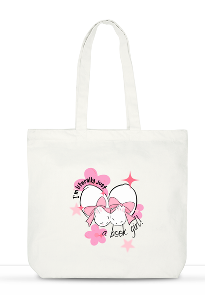 I Am Literally Just A Book Girl | Everyday Large Tote Bag | With Zipper