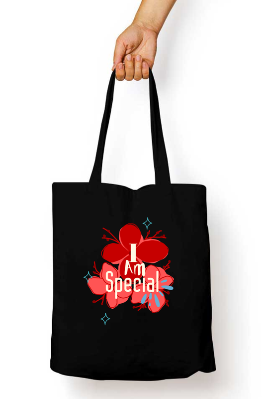 I Am Special | Black Standard Tote Bag | Zipper