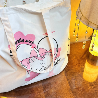 I Am Literally Just A Book Girl | Everyday Large Tote Bag | With Zipper