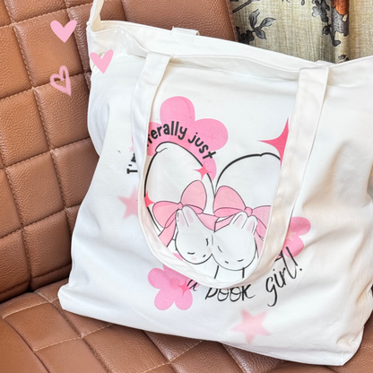I Am Literally Just A Book Girl | Everyday Large Tote Bag | With Zipper