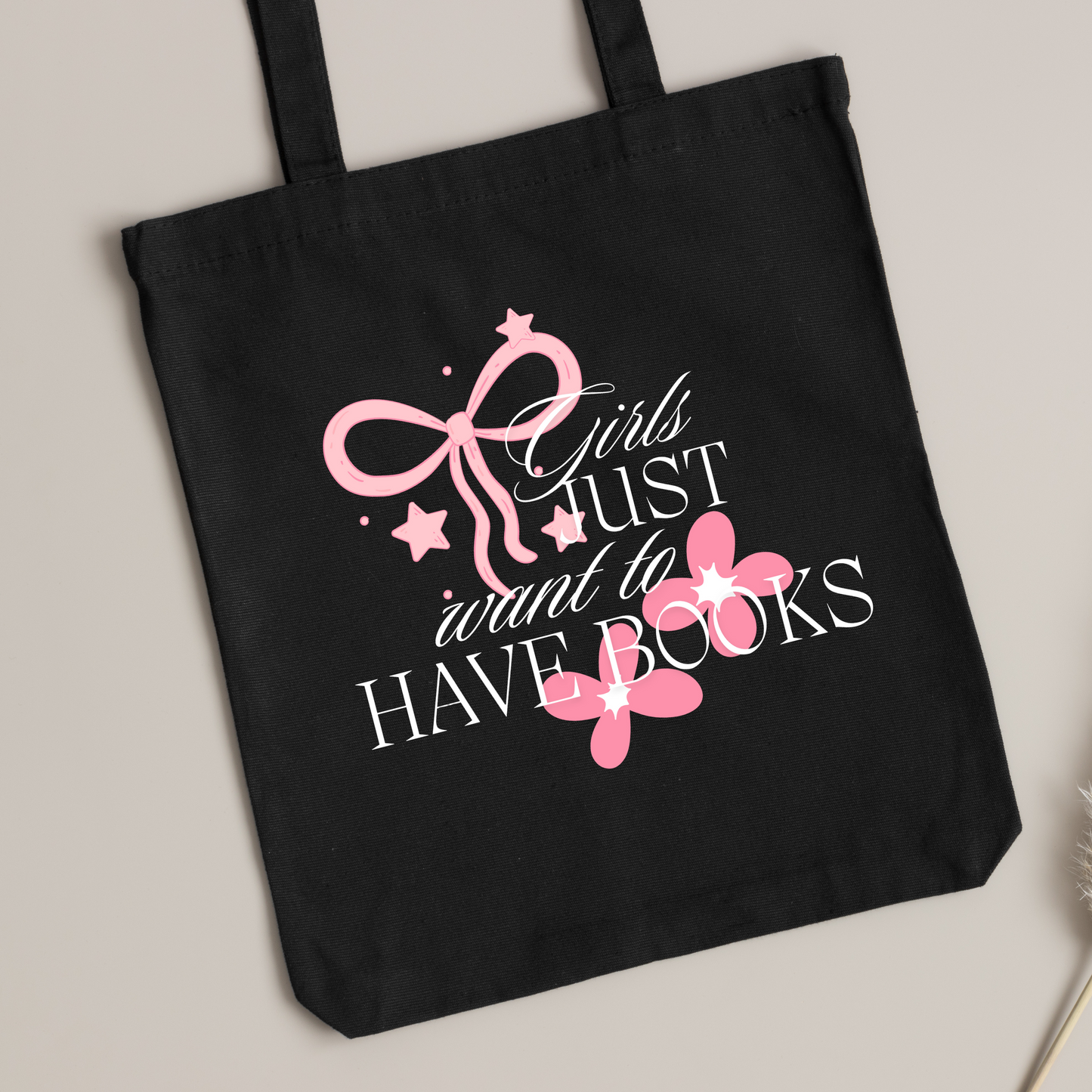 Girls Just Want To Have Books| Standard Tote bag | Black | Coquette